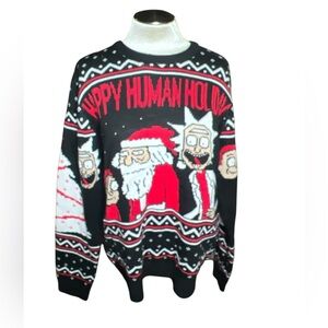 Rick and Morty Black and White Knit Sweater unisex L